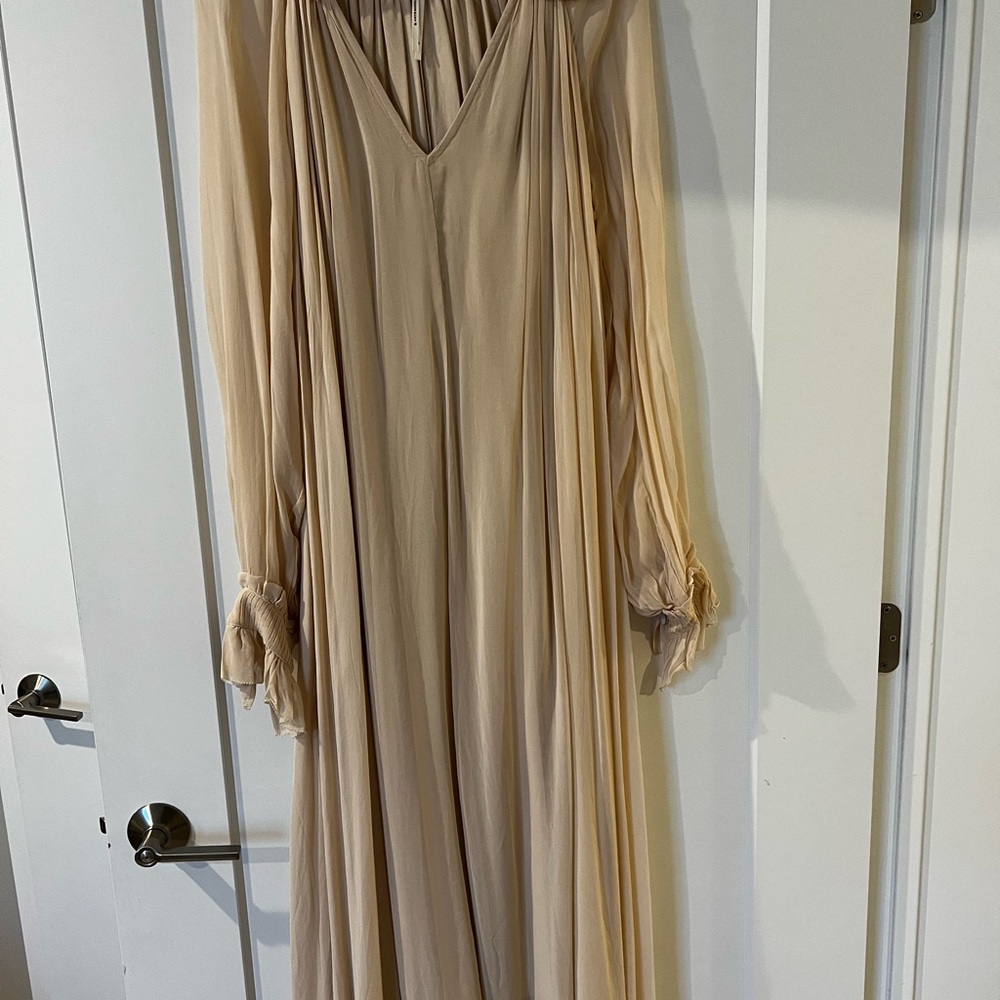 Anthropologie Cream Bishop Sleeve Gown for Weddings